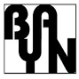 A black and white image of the logo for bon.